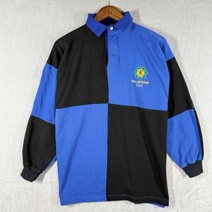 Bellingham Y.F.C. Rugby Shirt Mens‎ Large Blue Black Colorblock Long Sleeve
